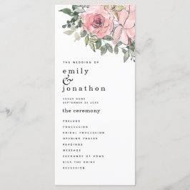 Hochzeitsprogramm für moderne Blush Florals Programm