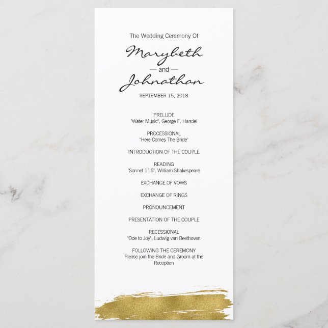 Hochzeitsprogramm für moderne Imitate Programm (Vorderseite)