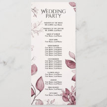 Hochzeitsprogramm für moderne rote Blätter