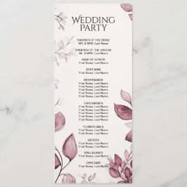 Hochzeitsprogramm für moderne rote Blätter Programm