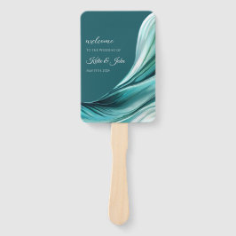 Hochzeitsprogramm für moderne Smaragdgrüne Grün- Fächer