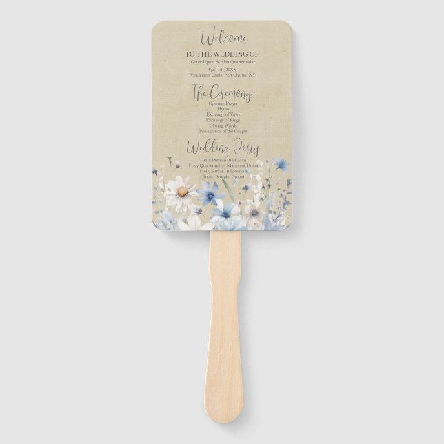 Hochzeitsprogramm für moderne Wildblume Fächer (Vorderseite)