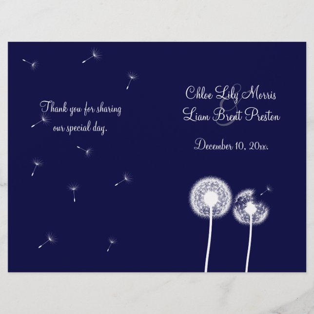 Hochzeitsprogramm für Navy Best Wishs 2 (Vorderseite)