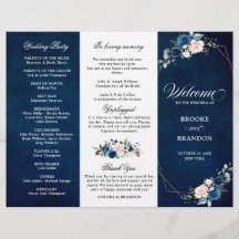 Hochzeitsprogramm für Navy Blue Blush Rose