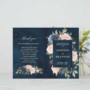 Hochzeitsprogramm für Navy Blue Dusty Blush Pink F