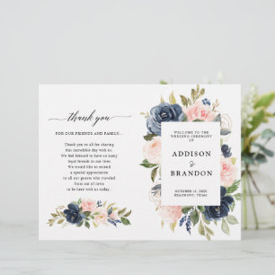 Hochzeitsprogramm für Navy Blue Dusty Blush Pink F