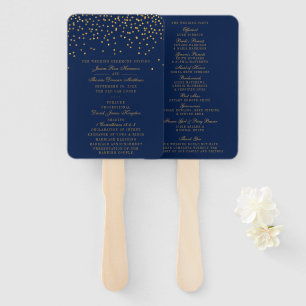 Hochzeitsprogramm für Navy Blue & Glam Gold Confet Fächer