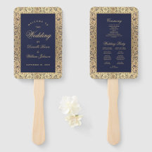 Hochzeitsprogramm für Navy Blue Gold Rose Vintage