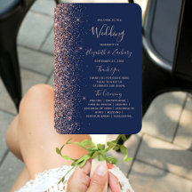 Hochzeitsprogramm für Navy Blue Rose Gold Glitzer 