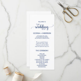 Hochzeitsprogramm für Navy Blue Simple Calligraphy Programm