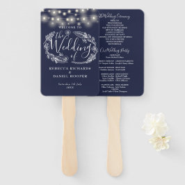 Hochzeitsprogramm für Navy Blue String Lights Fächer