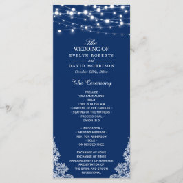 Hochzeitsprogramm für Navy Blue String Lights Lace Programm