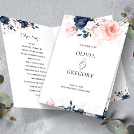 Hochzeitsprogramm für Navy Blue und Blush Pink