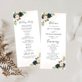 Hochzeitsprogramm für Navy & Blush Pink Programm