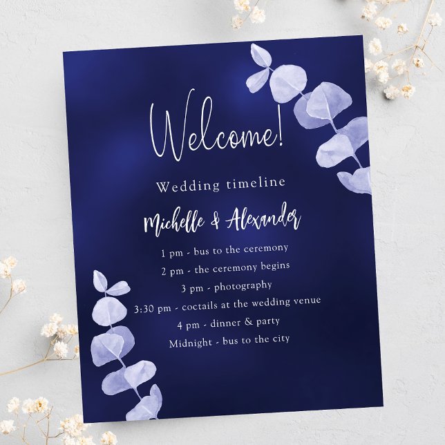 Hochzeitsprogramm für Navy-Eukalyptus (Von Creator hochgeladen)
