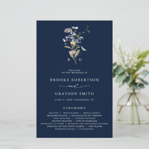 Hochzeitsprogramm für Navy Wildblume Meadow Garden