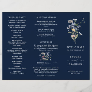 Hochzeitsprogramm für Navy Wildblume Meadow Garden