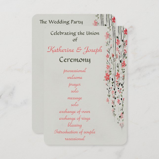 Hochzeitsprogramm für orientalisch-blumenfarbene W Einladung (Vorne/Hinten)