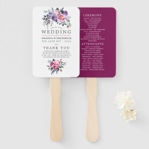 Hochzeitsprogramm für Pflaumen und Pink Fächer
