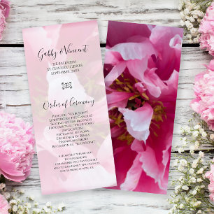 Hochzeitsprogramm für Pink Peony Blume Programm