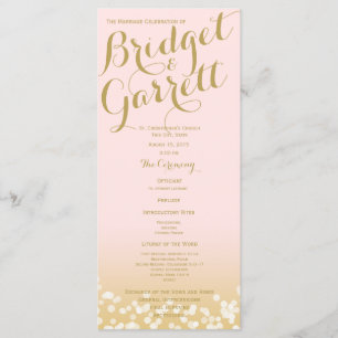 Hochzeitsprogramm für Pink und Gold Twinkle Lights Programm