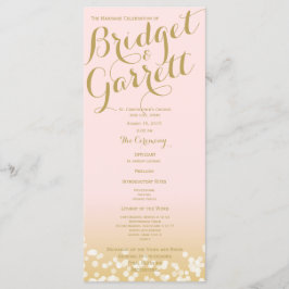 Hochzeitsprogramm für Pink und Gold Twinkle Lights Programm