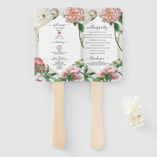 Hochzeitsprogramm für Pink White Peonies Blume Fächer