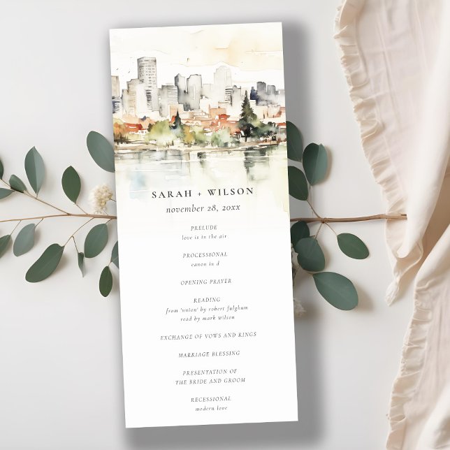 Hochzeitsprogramm für Portland Oregon Skyline Einladung (Von Creator hochgeladen)