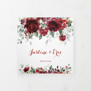 Hochzeitsprogramm für Red Peony Epiphany - Trifold Dreifach Gefaltete Einladung