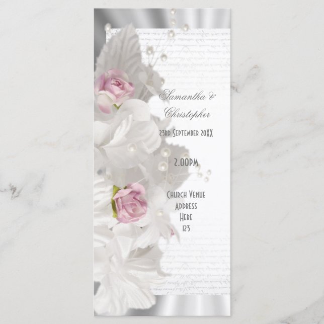 Hochzeitsprogramm für Rosa Blume Programm (Vorderseite)