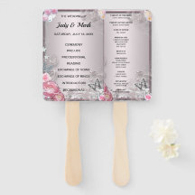 Hochzeitsprogramm für Rosa Blüten und Schmetterlin