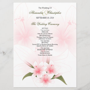 Hochzeitsprogramm für Rosa und Weiße Lilien Programm