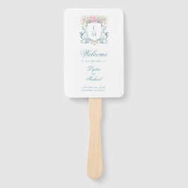 Hochzeitsprogramm für Rose-Monogram-Wappen Fächer