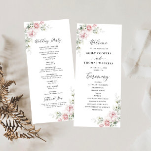 Hochzeitsprogramm für Rosen in Rosa Blush Programm