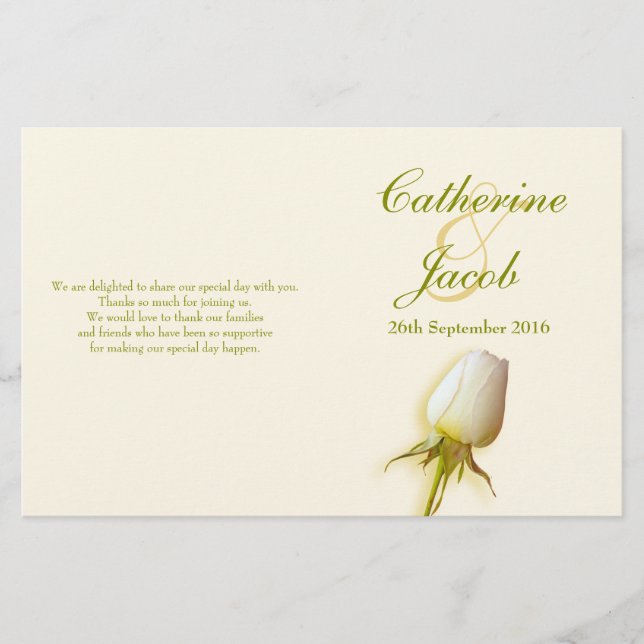 Hochzeitsprogramm für Rosenblüten (Vorderseite)