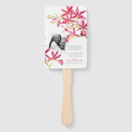 Hochzeitsprogramm für Rote Orchideen Foto Fächer