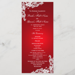 Hochzeitsprogramm für rote und Vintage Blumenzwieb Programm