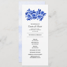 Hochzeitsprogramm für Royal Blue Floral Watercolor Programm