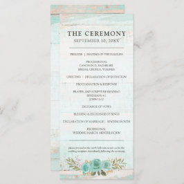 Hochzeitsprogramm für Rustikal-Holz-Türkis-Rose Programm