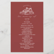 Hochzeitsprogramm für rustikale Barnschnecken