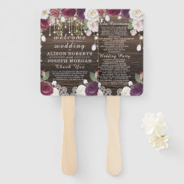 Hochzeitsprogramm für rustikale Blumenzellenlampen Fächer