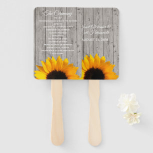 Hochzeitsprogramm für rustikales Holz und Sonnenbl Fächer