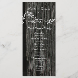 Hochzeitsprogramm für Rustikales Holz und Vintage Programm
