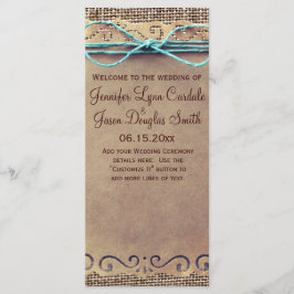 Hochzeitsprogramm für Rustikales Land Vintag Burla Programm