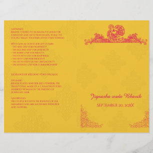 Hochzeitsprogramm für Safran und Pink Peacock Hind