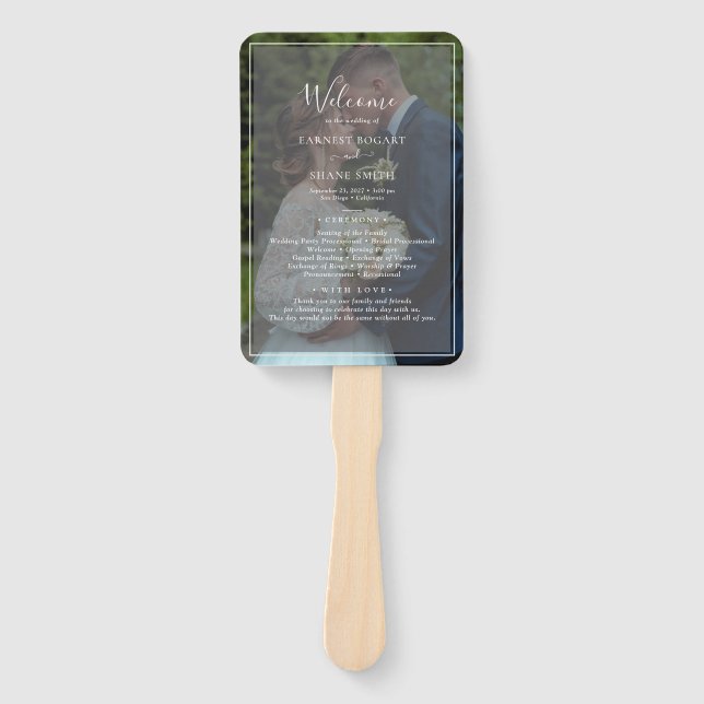 Hochzeitsprogramm für Schwarz/Weiß-Foto Fächer (Vorderseite)