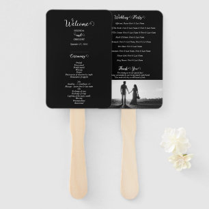 Hochzeitsprogramm für Schwarz-Weiß-Script-Fotos Fächer