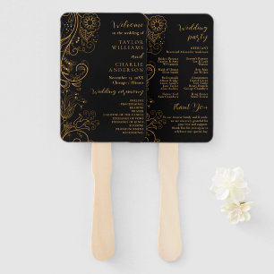 Hochzeitsprogramm für Schwarze und Gold Fächer