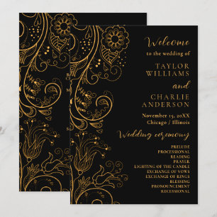 Hochzeitsprogramm für Schwarze und Gold Programm