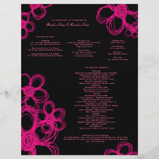 Hochzeitsprogramm für Schwarze und Rosa Wilde Blum